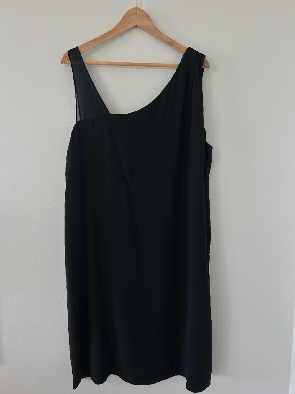 NWT Eileen Fisher‎ Black Silk Georgette Crepe Asymmetric Sleeveless Dress Sz XL